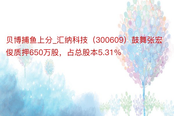 贝博捕鱼上分_汇纳科技（300609）鼓舞张宏俊质押650万股，占总股本5.31%